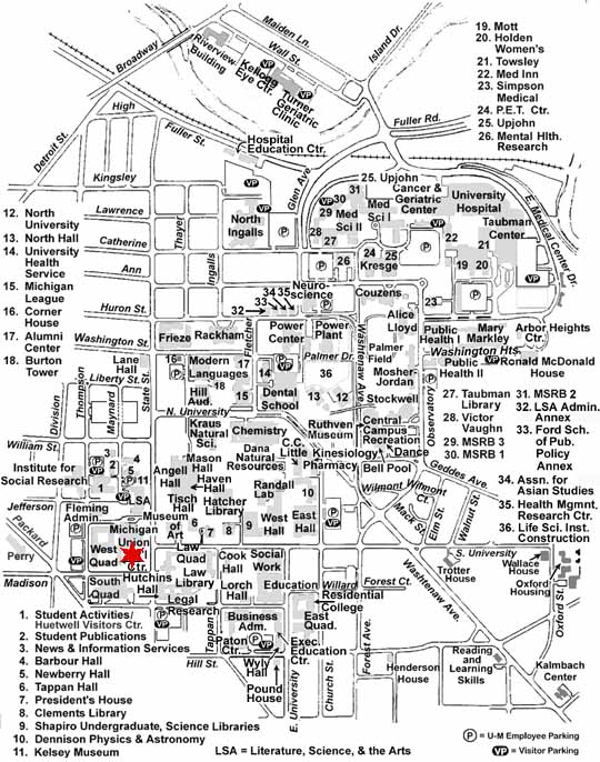 University Of Michigan Ann Arbor Central Campus Map